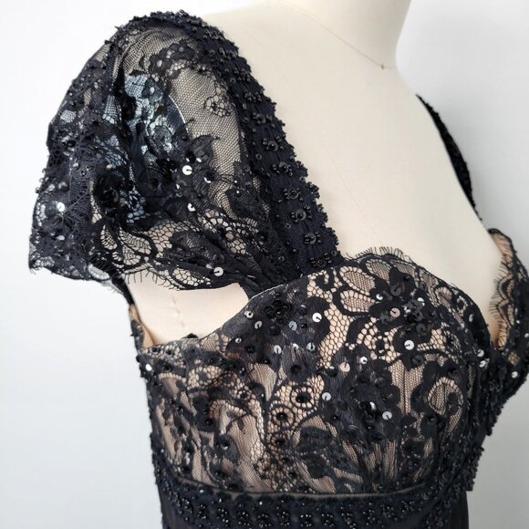 Marina Y2K Lace Beaded Formal Maxi Evening Gown Size 4  Dark Fairy Whimsigoth - Picture 6 of 14